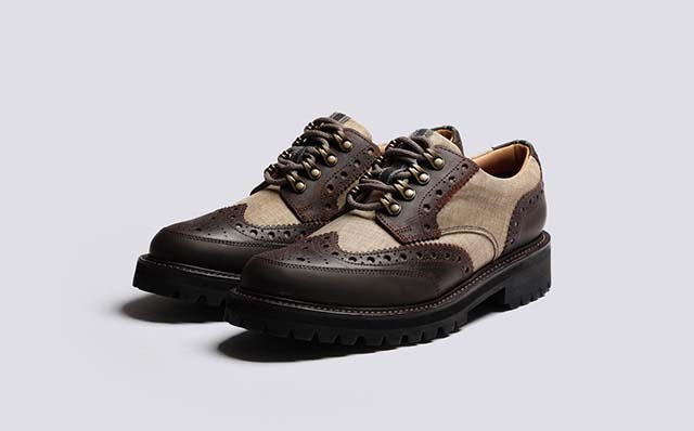 Grenson Archie Tech Mens Brogues in Brown Reining Sude GRS113983